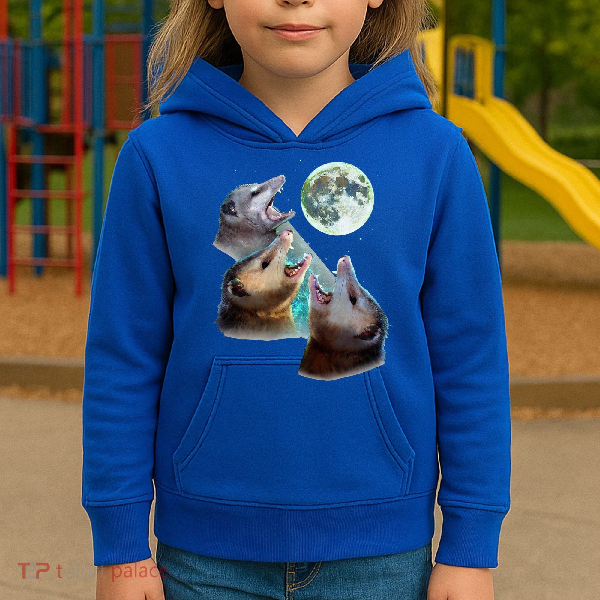 Three Opposum Moon With 3 Possums And Dead Moon Kids Hoodie