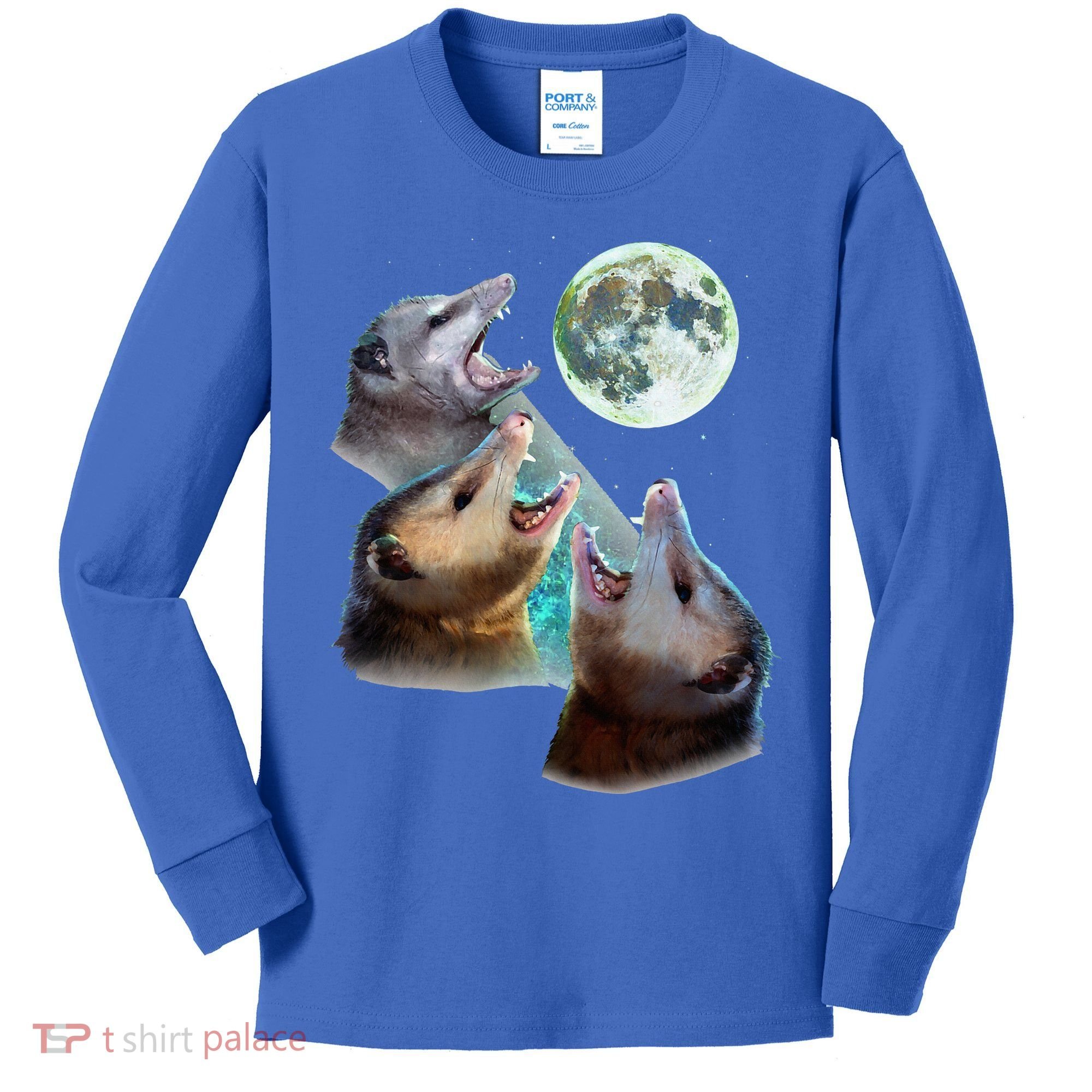 Three Opposum Moon With 3 Possums And Dead Moon Kids Long Sleeve Shirt