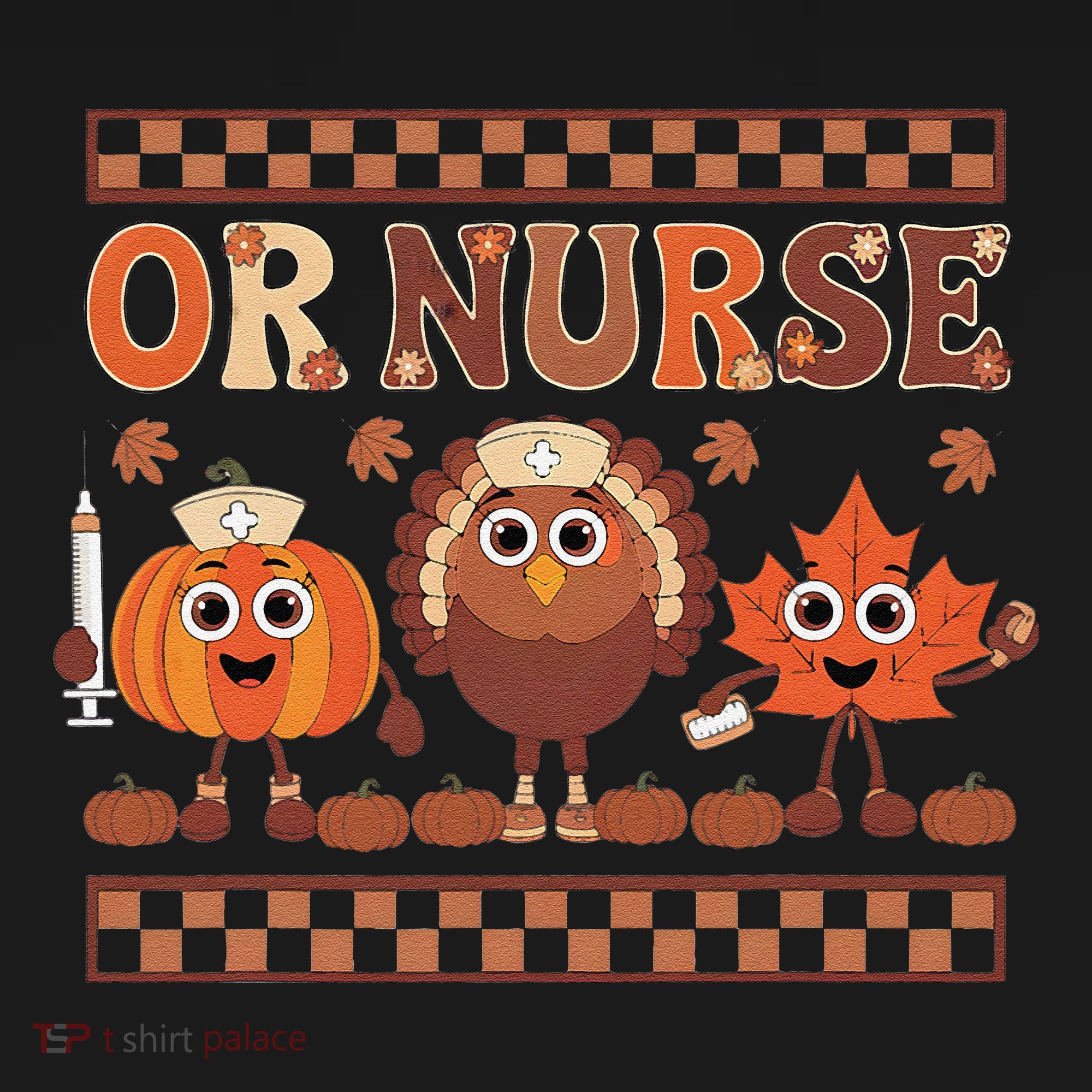 Thanksgiving Or Nurse Fall Pumpkin And Turkey Autumn Check Women's Hoodie