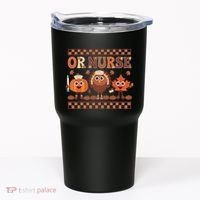 Thanksgiving Or Nurse Fall Pumpkin And Turkey Autumn Check Tumbler thumb 0