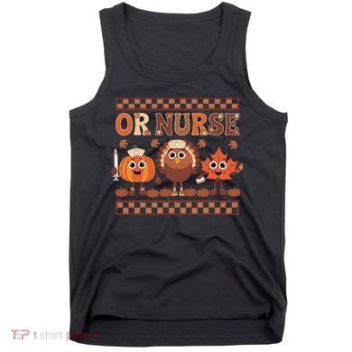 Thanksgiving Or Nurse Fall Pumpkin And Turkey Autumn Check Tank Top