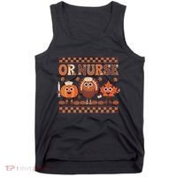 Thanksgiving Or Nurse Fall Pumpkin And Turkey Autumn Check Tank Top thumb 0