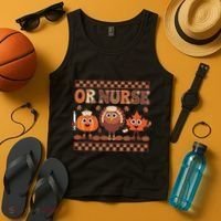 Thanksgiving Or Nurse Fall Pumpkin And Turkey Autumn Check Tank Top thumb 4