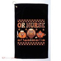 Thanksgiving Or Nurse Fall Pumpkin And Turkey Autumn Check Golf Towel thumb 0