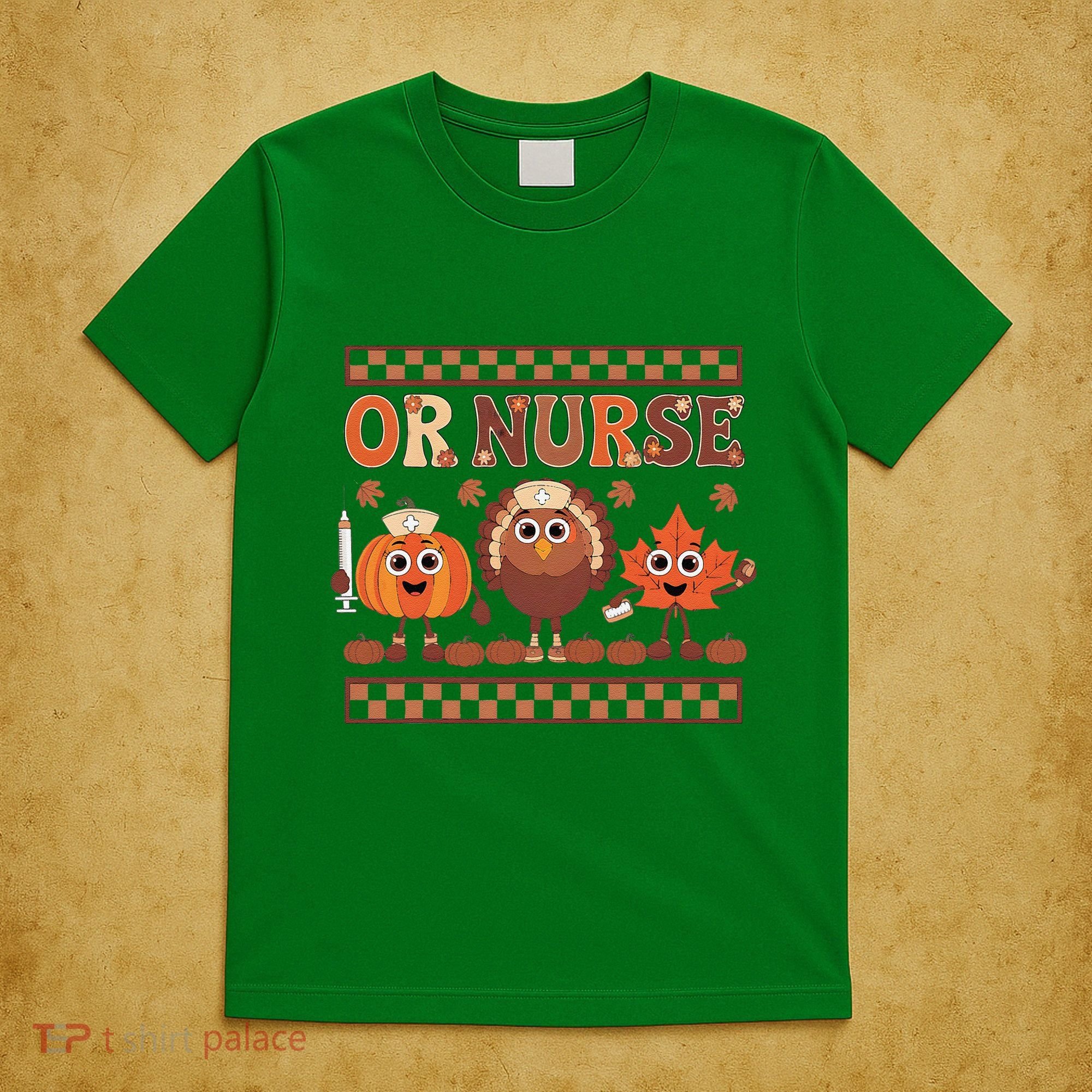 Thanksgiving Or Nurse Fall Pumpkin And Turkey Autumn Check T-Shirt