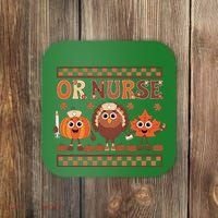 Thanksgiving Or Nurse Fall Pumpkin And Turkey Autumn Check Coaster thumb 0