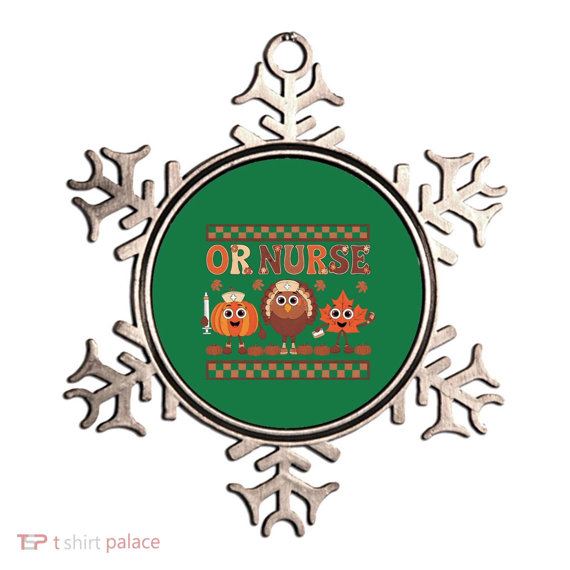 Thanksgiving Or Nurse Fall Pumpkin And Turkey Autumn Check Ornament