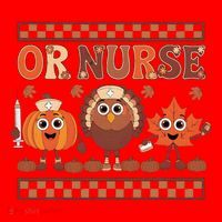 Thanksgiving Or Nurse Fall Pumpkin And Turkey Autumn Check Santa Hat thumb 1