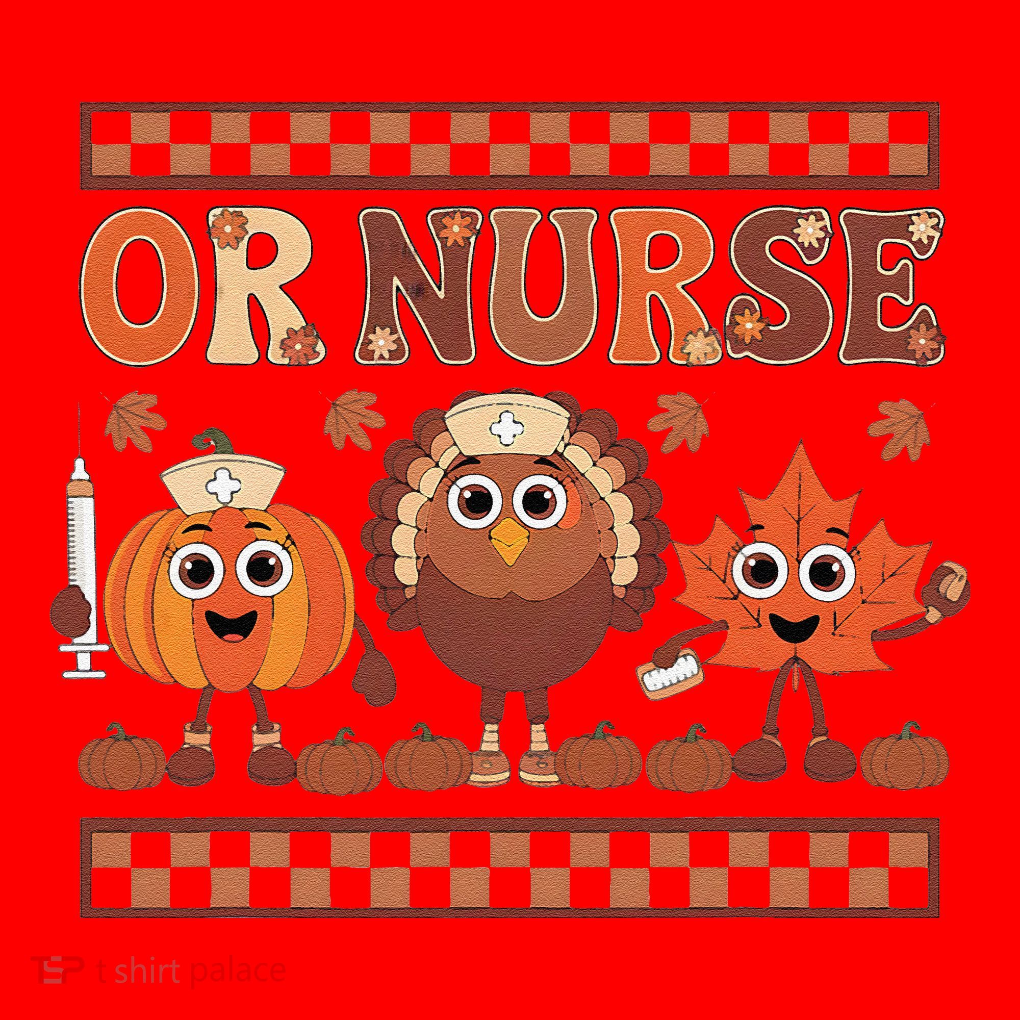 Thanksgiving Or Nurse Fall Pumpkin And Turkey Autumn Check Santa Hat