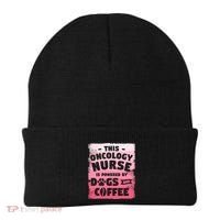 This Oncology Nurse Is Powered By Dogs And Coffee Oncologist Gift Beanie thumb 0