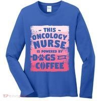 This Oncology Nurse Is Powered By Dogs And Coffee Oncologist Gift Women's Long Sleeve Shirt thumb 0