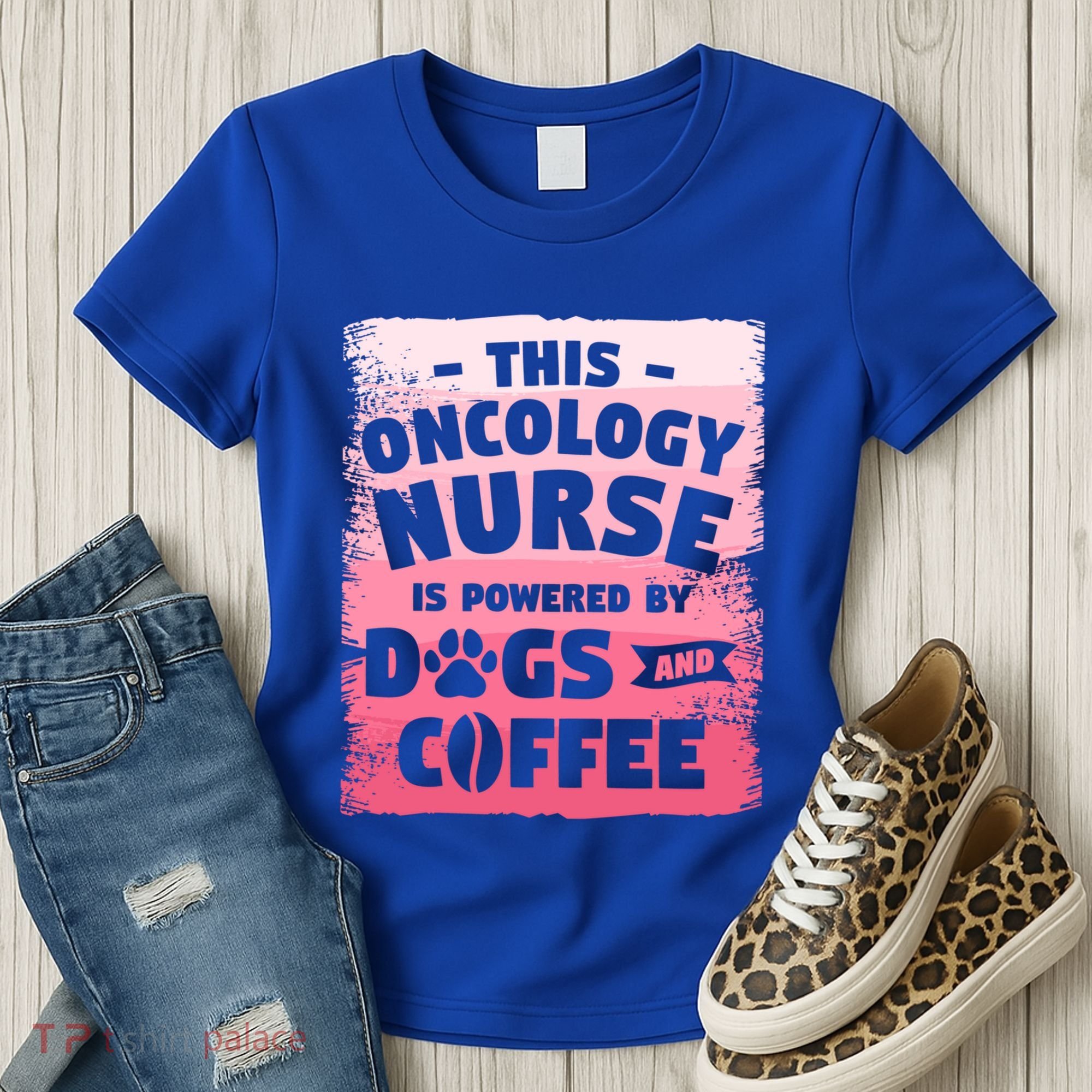 This Oncology Nurse Is Powered By Dogs And Coffee Oncologist Gift Women's T-Shirt