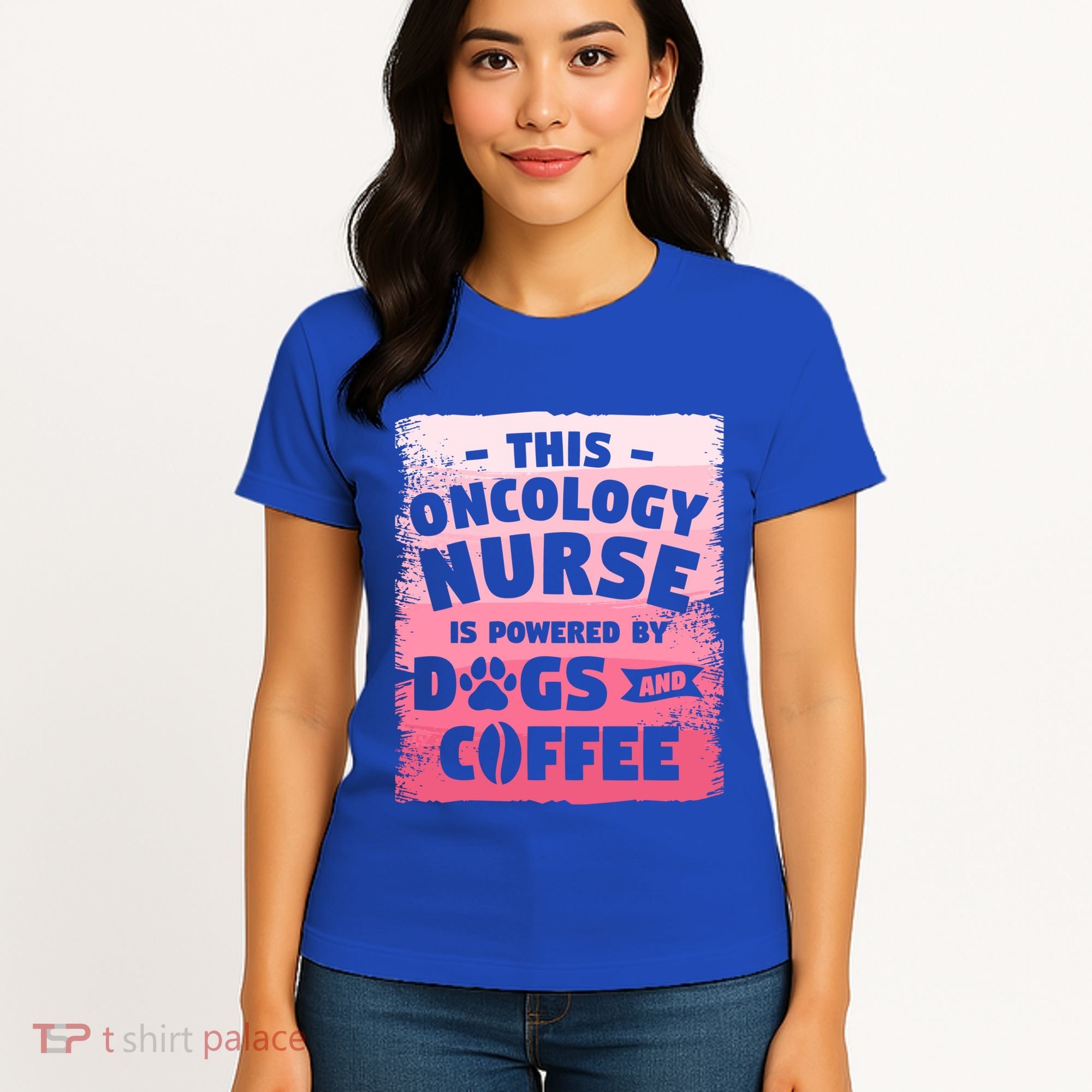 This Oncology Nurse Is Powered By Dogs And Coffee Oncologist Gift Women's T-Shirt