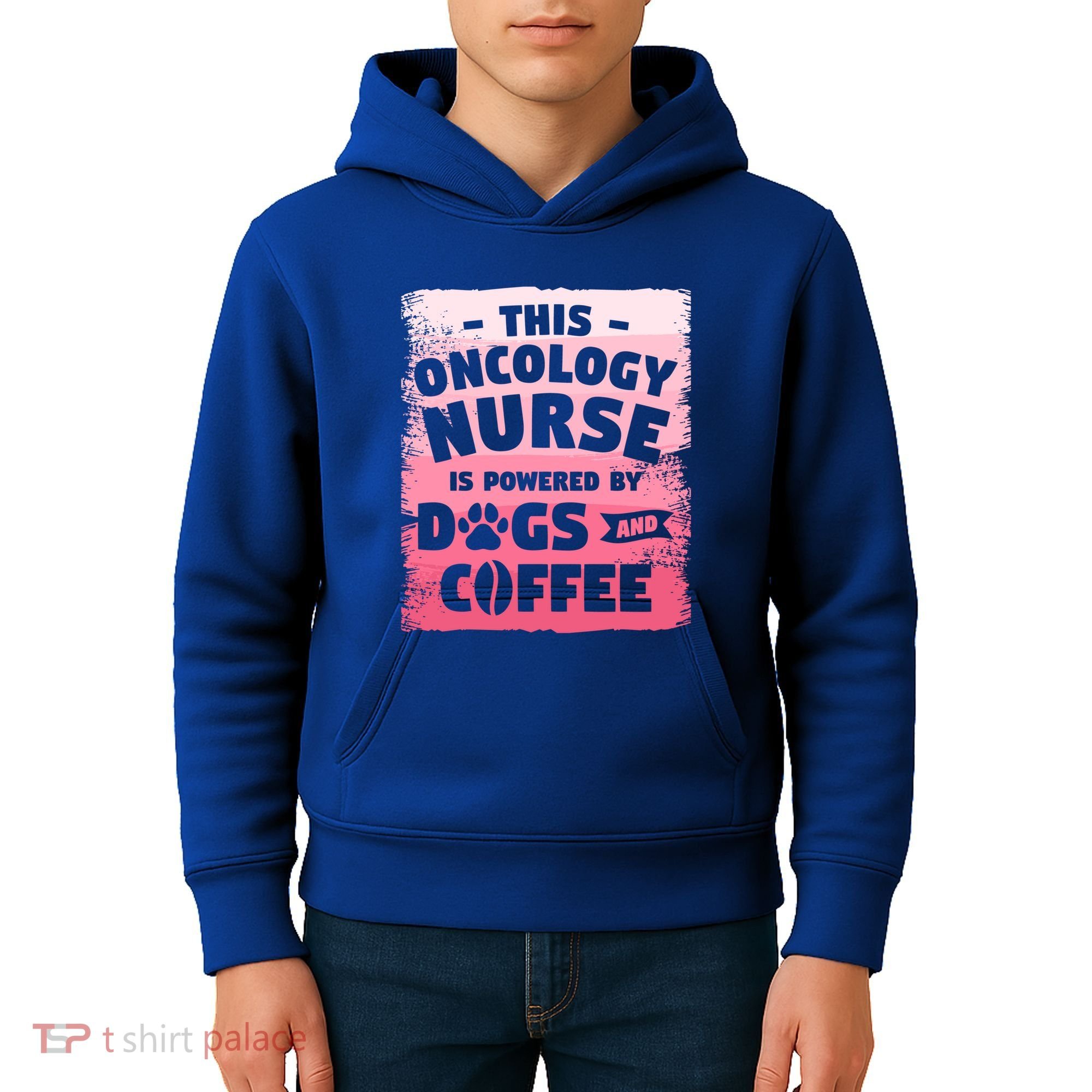 This Oncology Nurse Is Powered By Dogs And Coffee Oncologist Gift Kids Hoodie