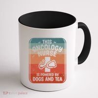 This Oncology Nurse Is Powered By Dogs And Tea Oncologist Cute Gift Coffee Mug thumb 1