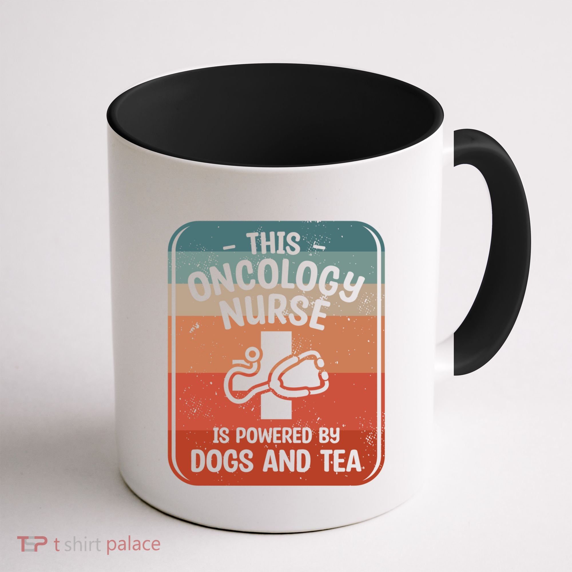 This Oncology Nurse Is Powered By Dogs And Tea Oncologist Cute Gift Coffee Mug