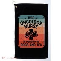 This Oncology Nurse Is Powered By Dogs And Tea Oncologist Cute Gift Golf Towel thumb 0