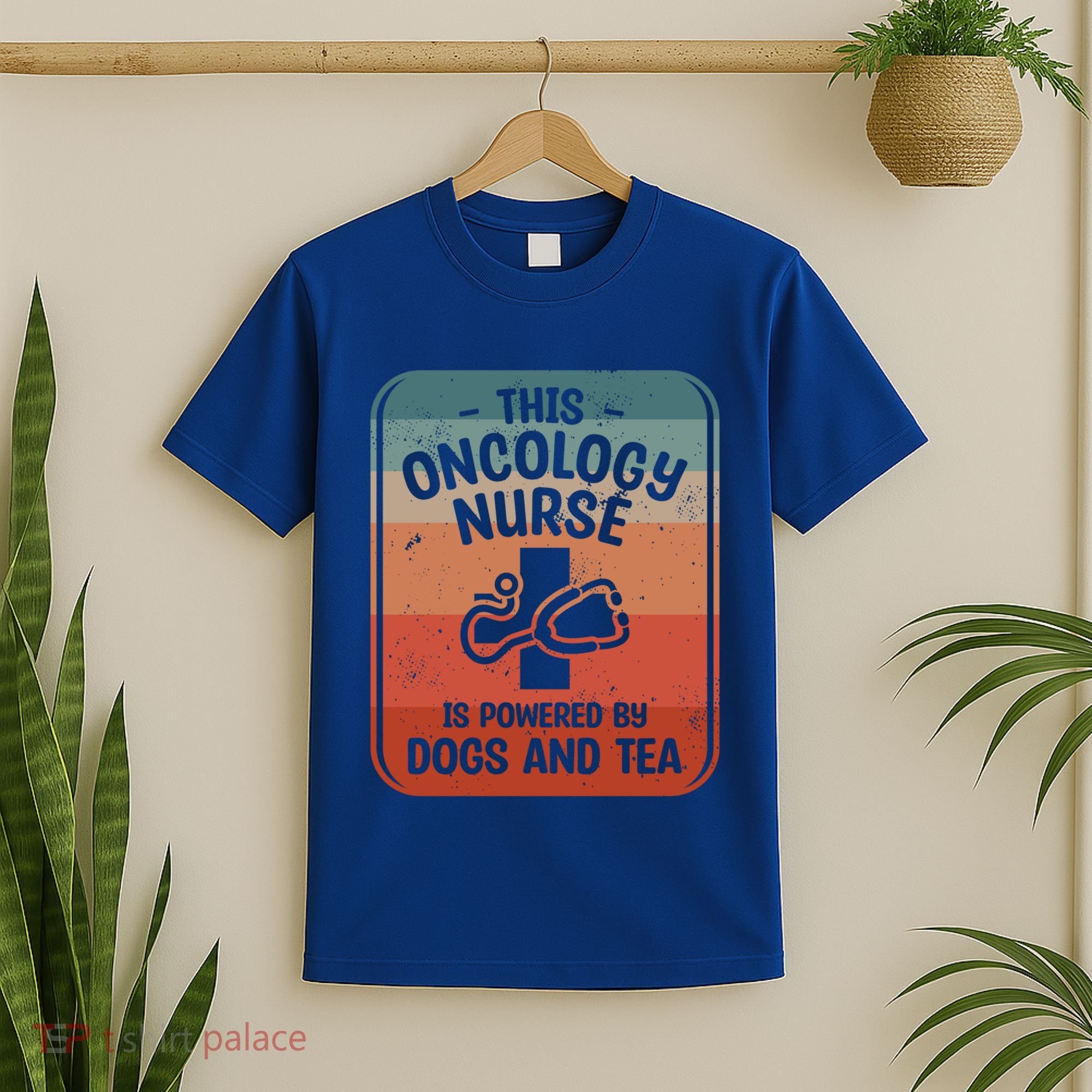 This Oncology Nurse Is Powered By Dogs And Tea Oncologist Cute Gift T-Shirt