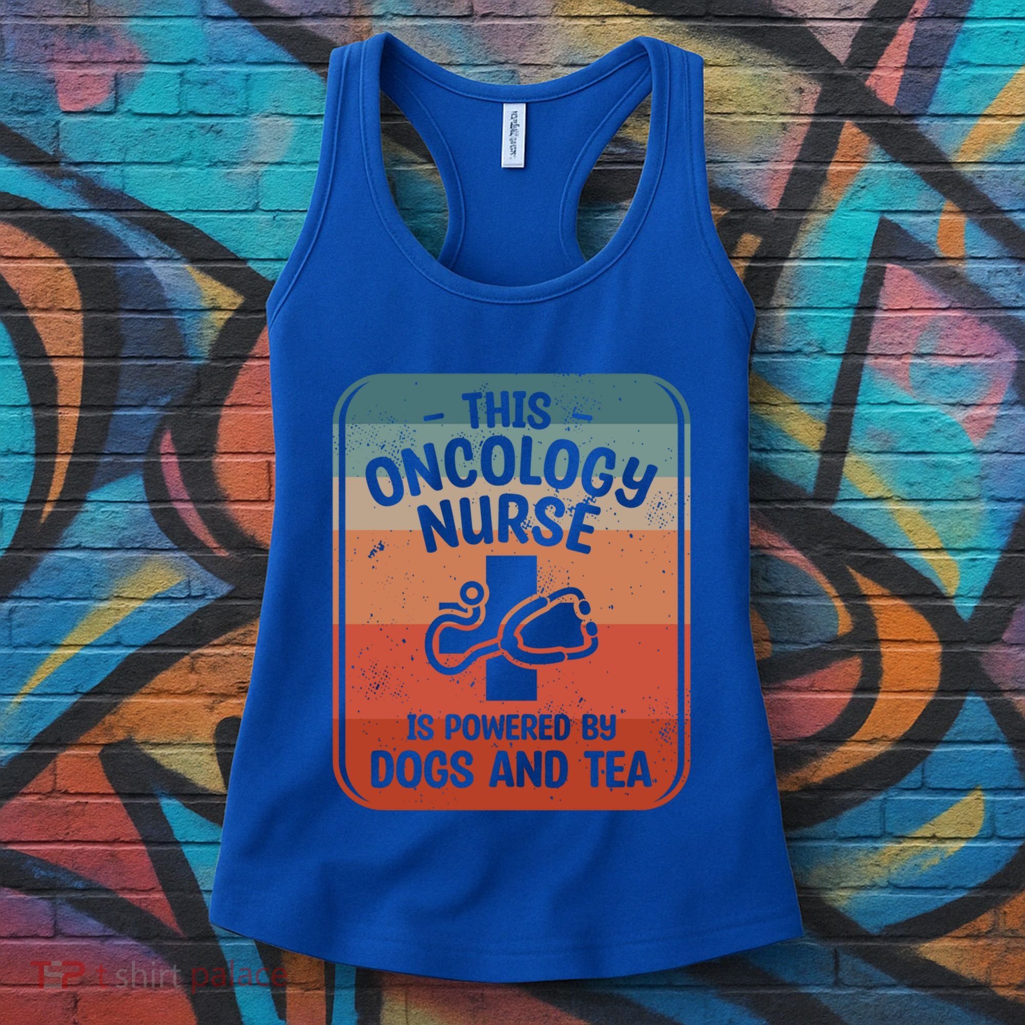 This Oncology Nurse Is Powered By Dogs And Tea Oncologist Cute Gift Women's Tank Top