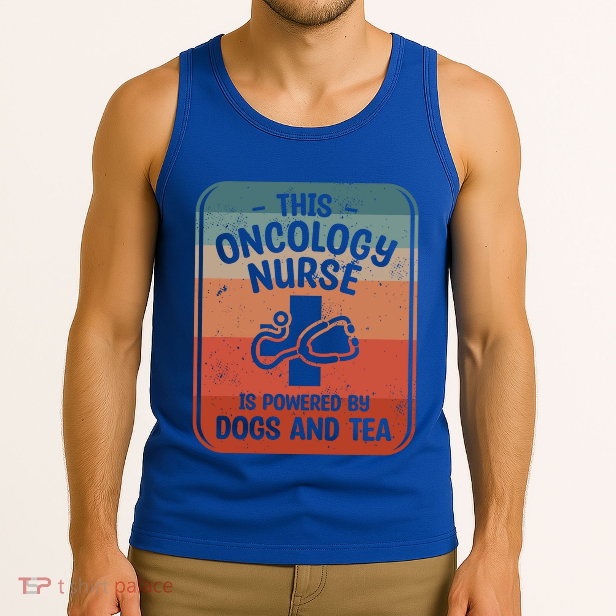This Oncology Nurse Is Powered By Dogs And Tea Oncologist Cute Gift Tank Top