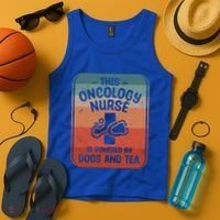 This Oncology Nurse Is Powered By Dogs And Tea Oncologist Cute Gift Tank Top thumb 4