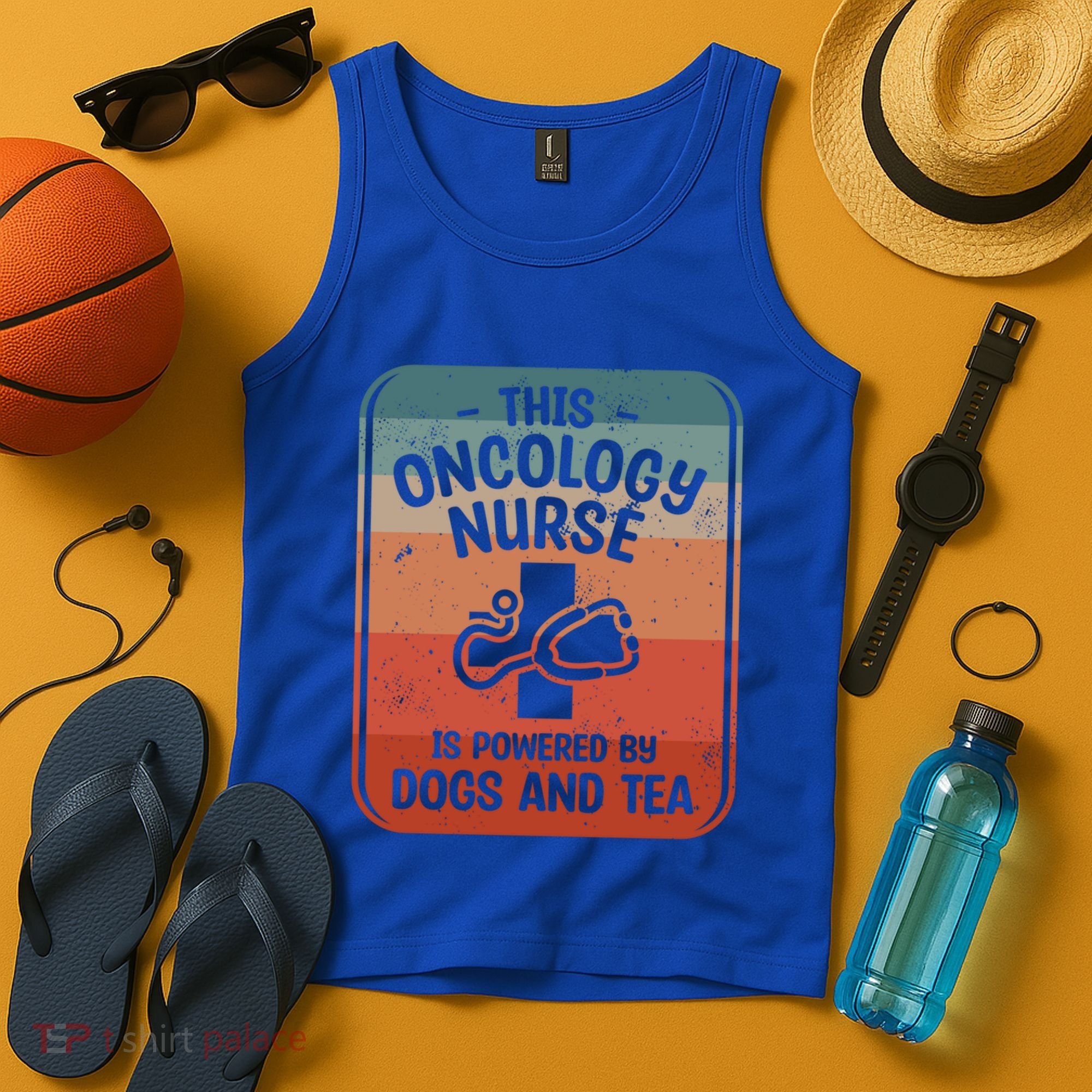 This Oncology Nurse Is Powered By Dogs And Tea Oncologist Cute Gift Tank Top