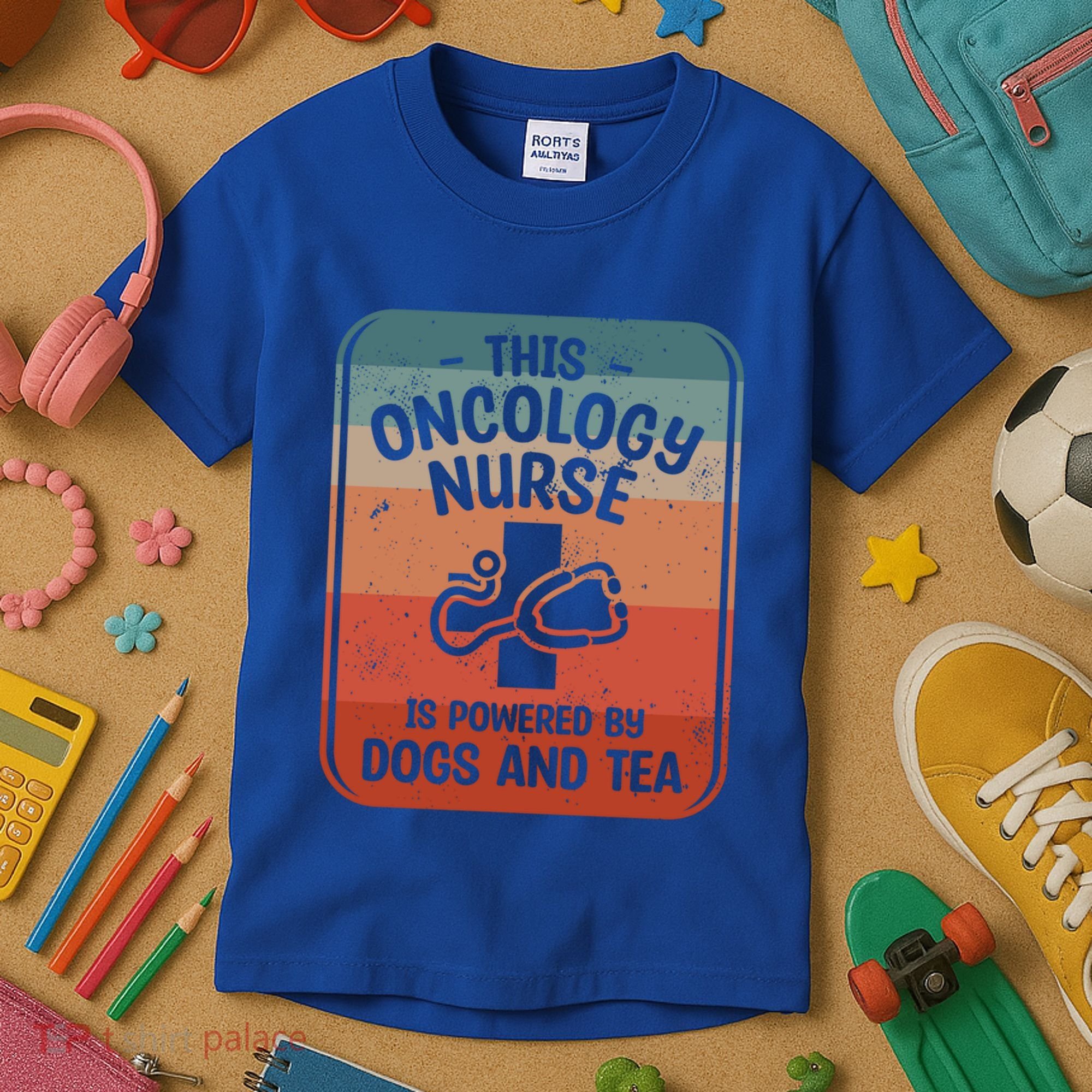 This Oncology Nurse Is Powered By Dogs And Tea Oncologist Cute Gift Kids T-Shirt