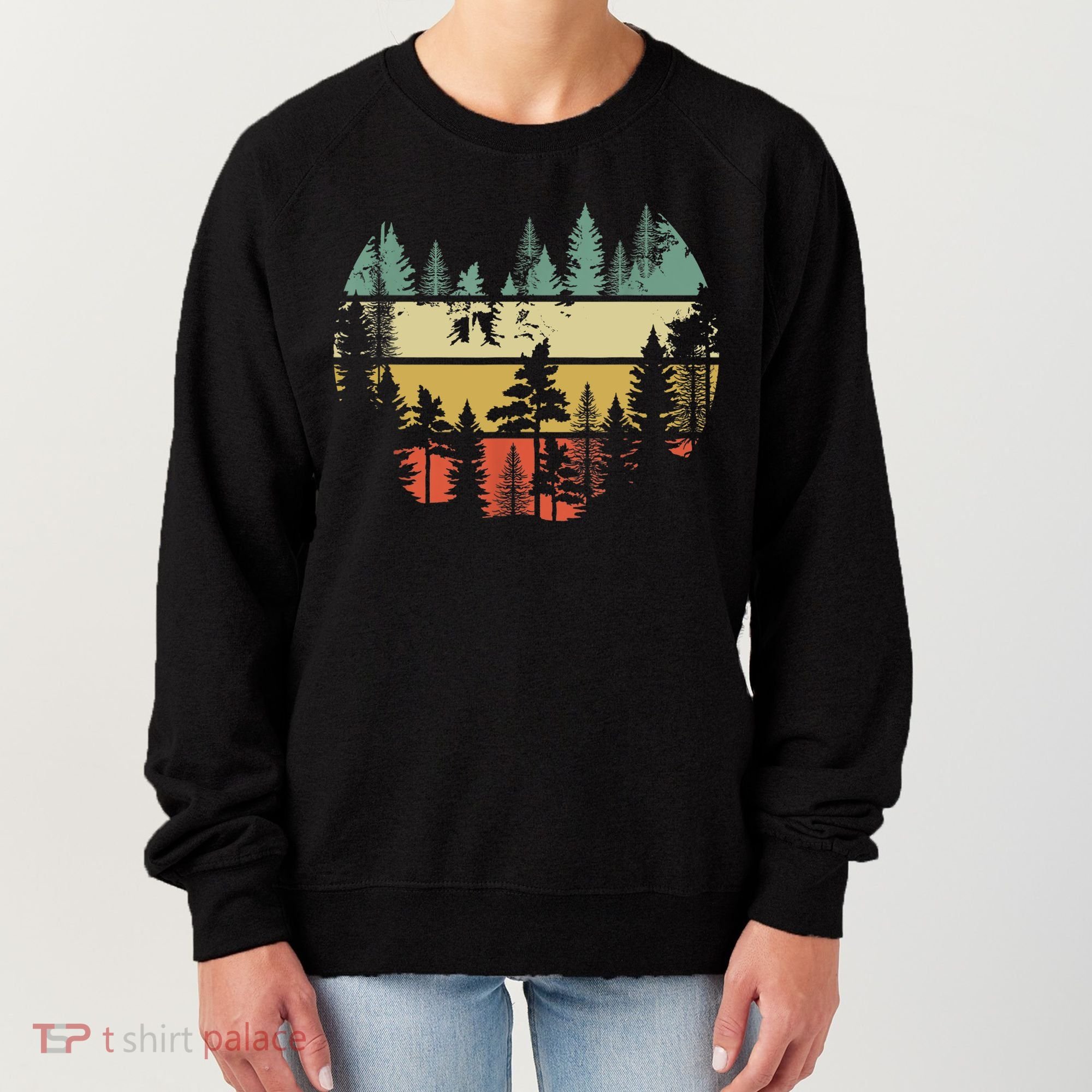 Trees Outdoors Nature Wildlife Retro Forest TShirt Women's Sweatshirt