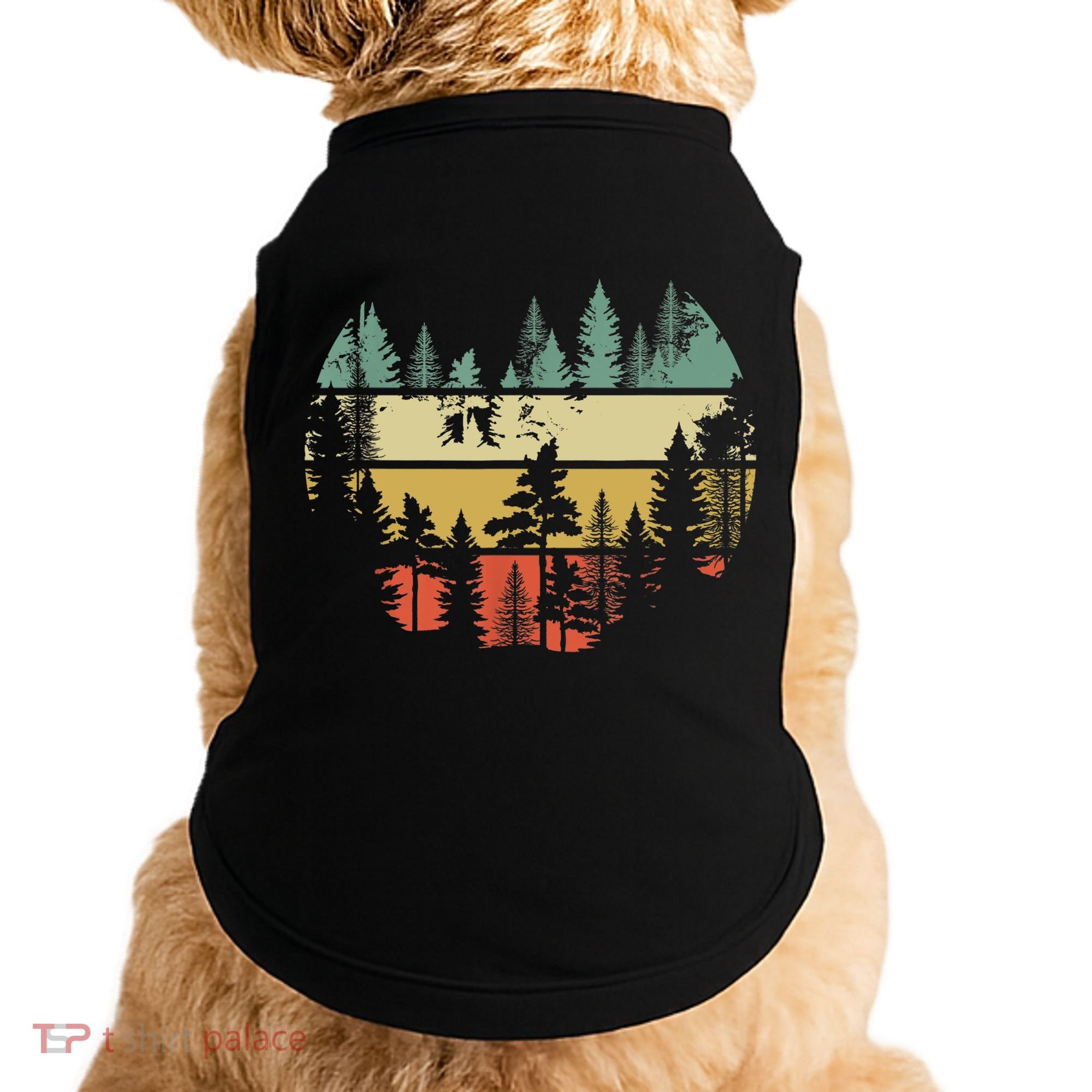 Trees Outdoors Nature Wildlife Retro Forest TShirt Doggie Tank