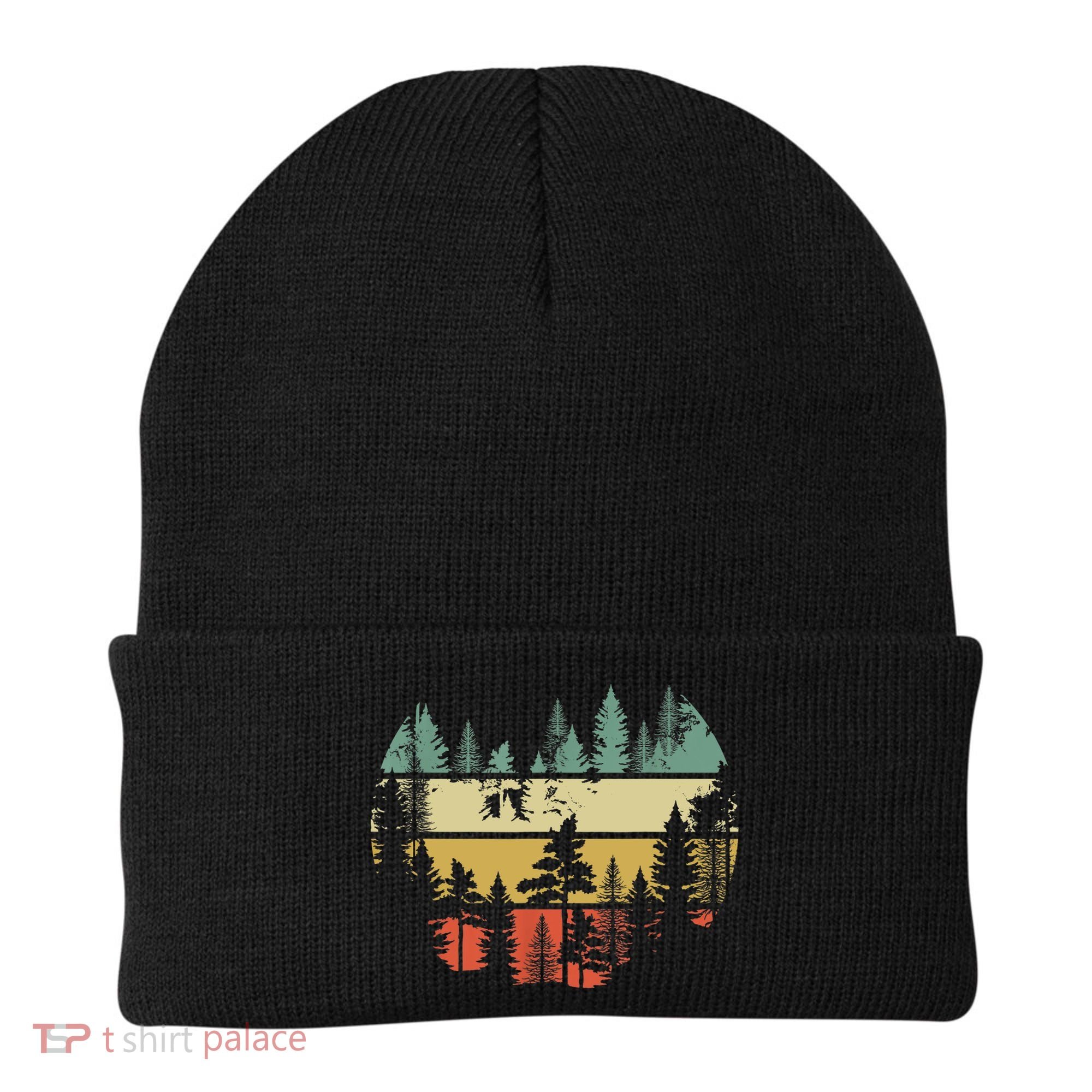 Trees Outdoors Nature Wildlife Retro Forest TShirt Beanie