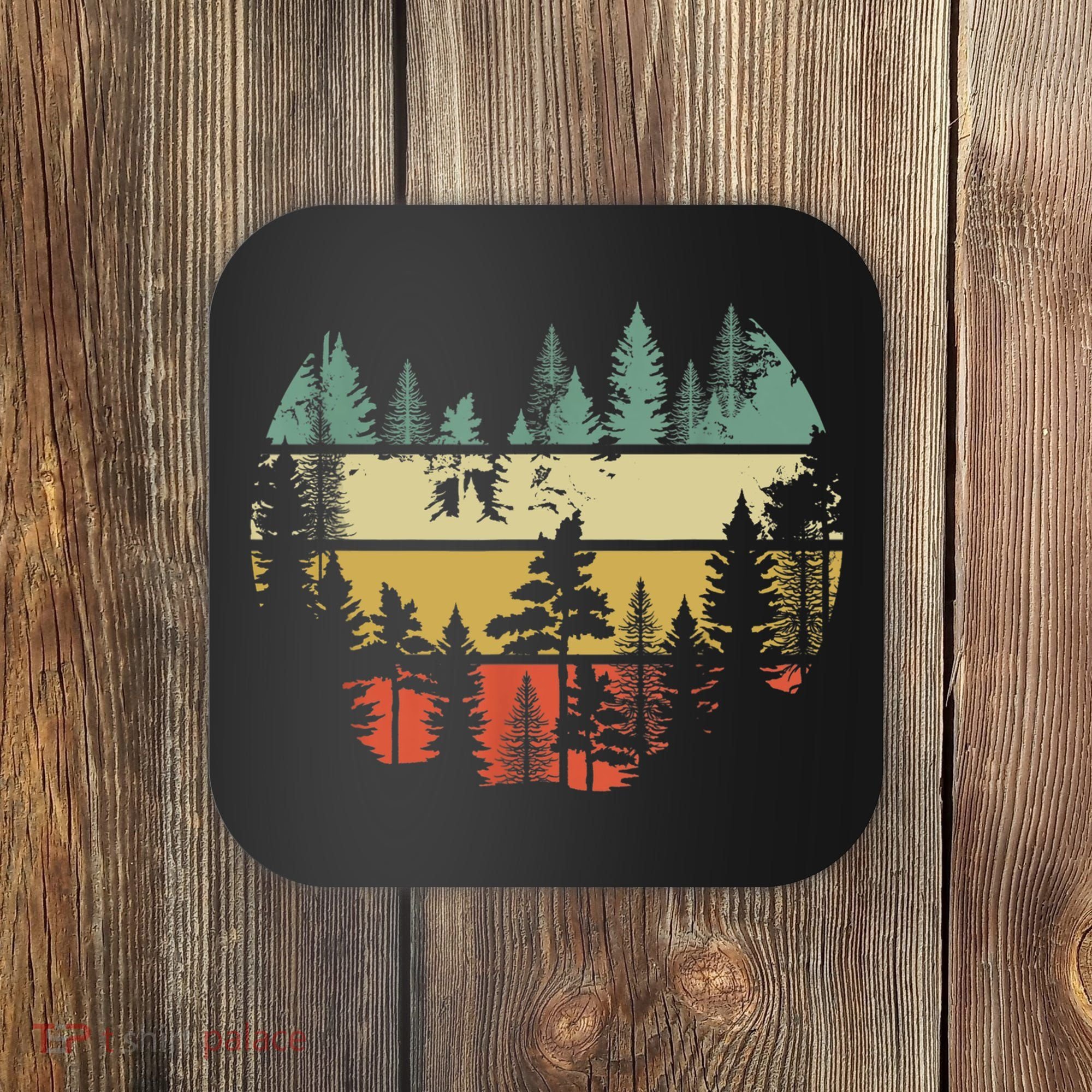 Trees Outdoors Nature Wildlife Retro Forest TShirt Coaster