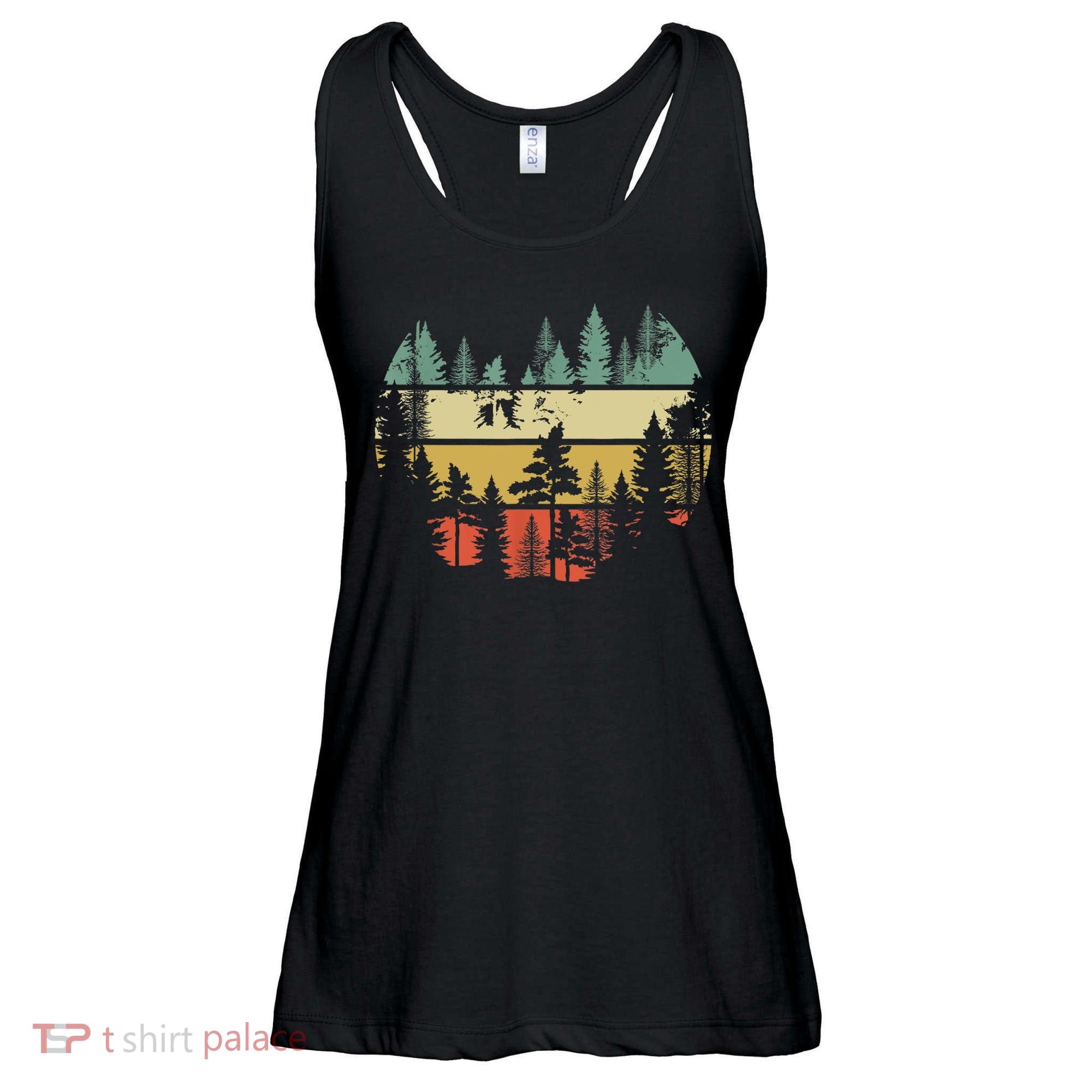 Trees Outdoors Nature Wildlife Retro Forest TShirt Ladies Essential Flowy Tank
