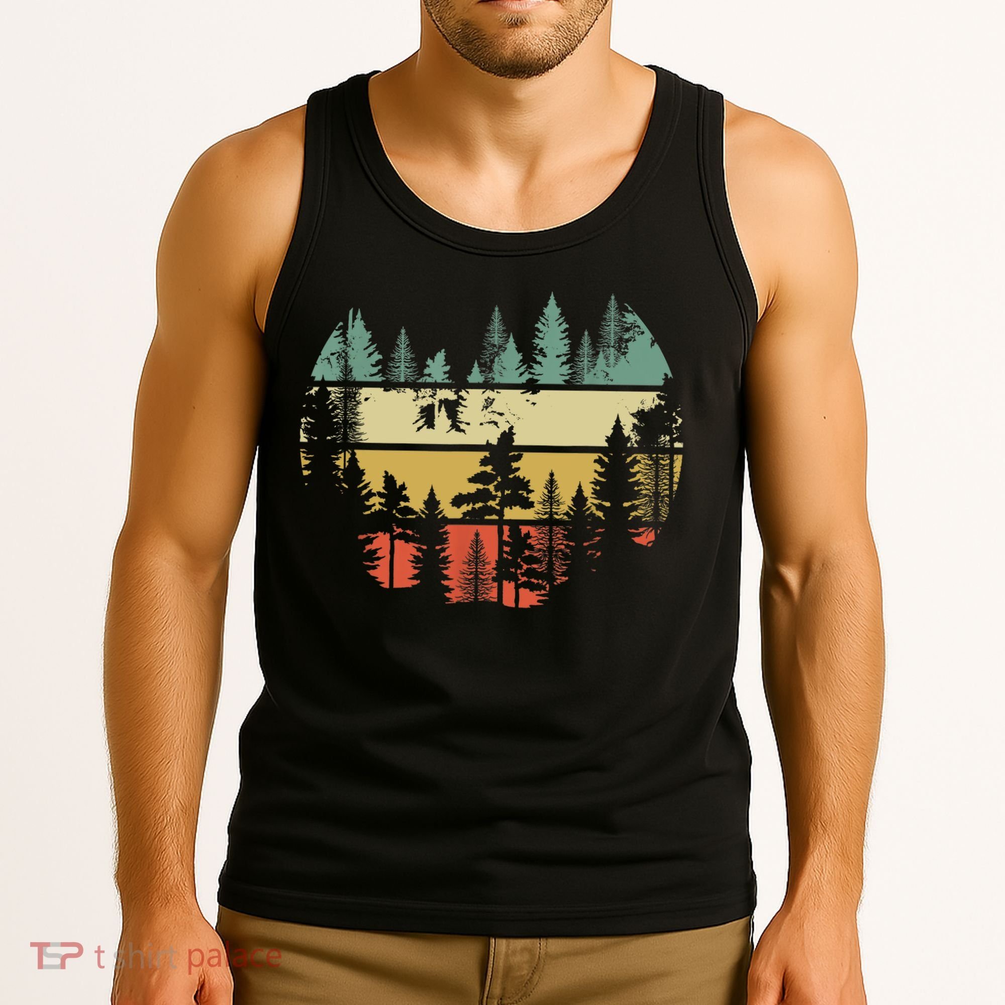 Trees Outdoors Nature Wildlife Retro Forest TShirt Tank Top