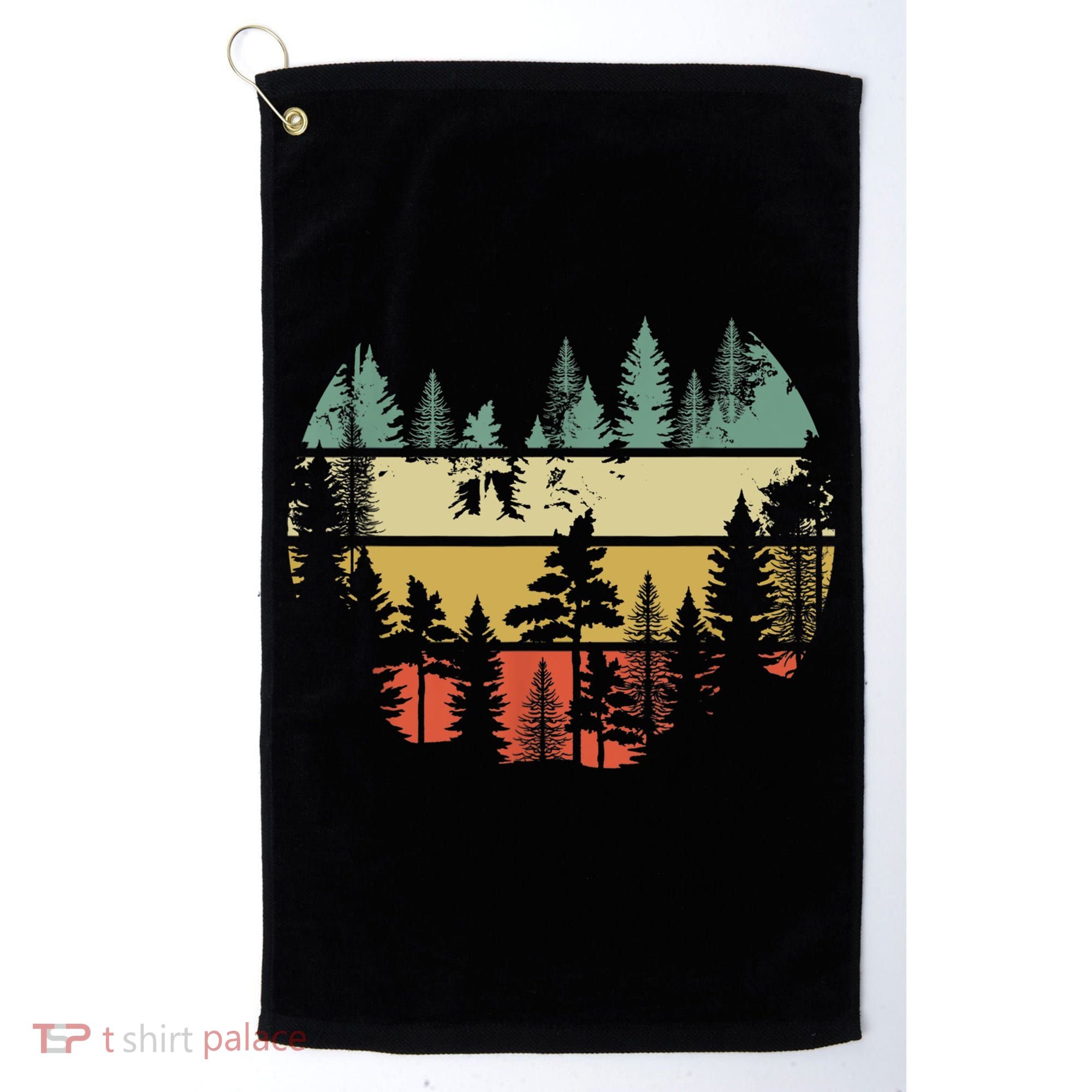 Trees Outdoors Nature Wildlife Retro Forest TShirt Golf Towel