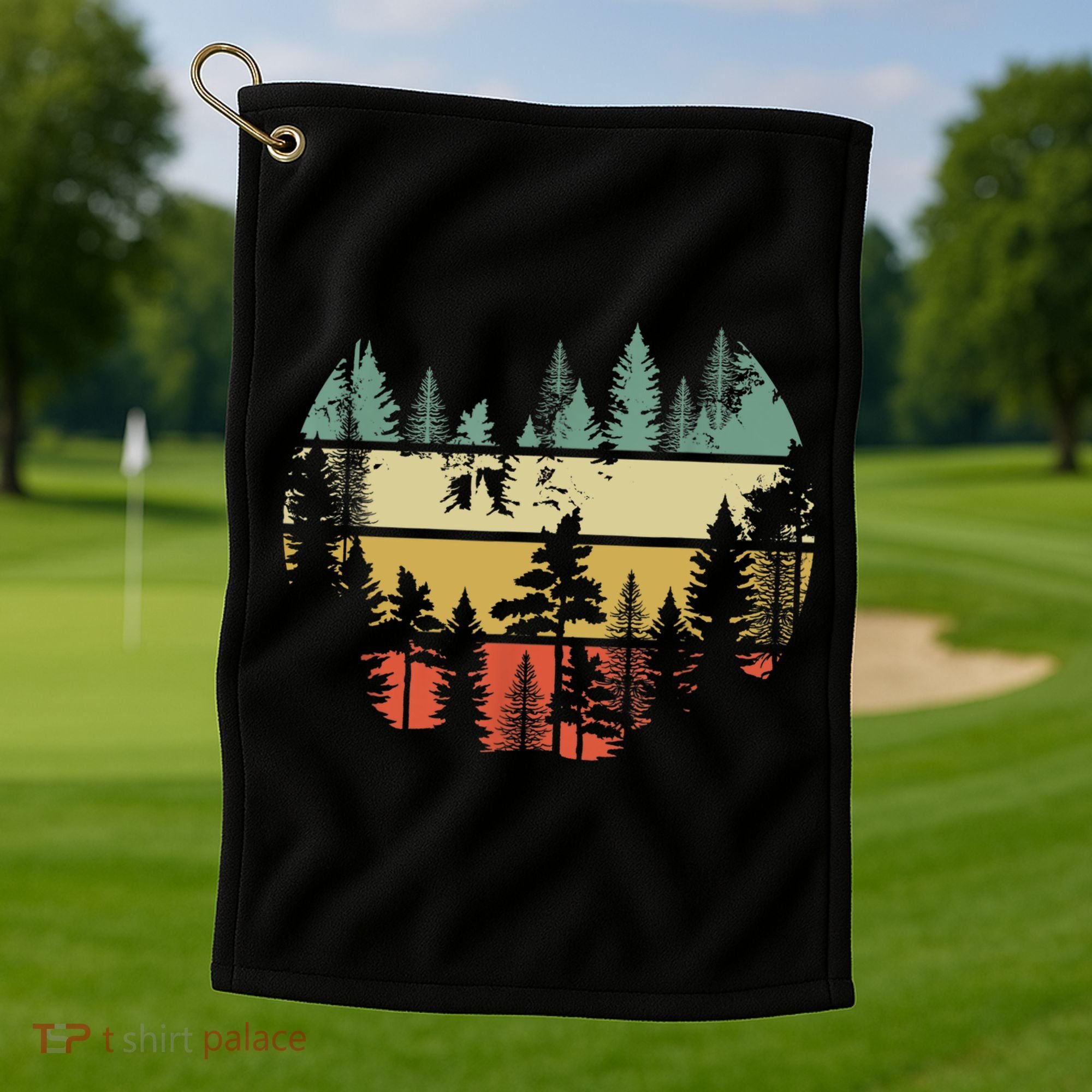 Trees Outdoors Nature Wildlife Retro Forest TShirt Golf Towel