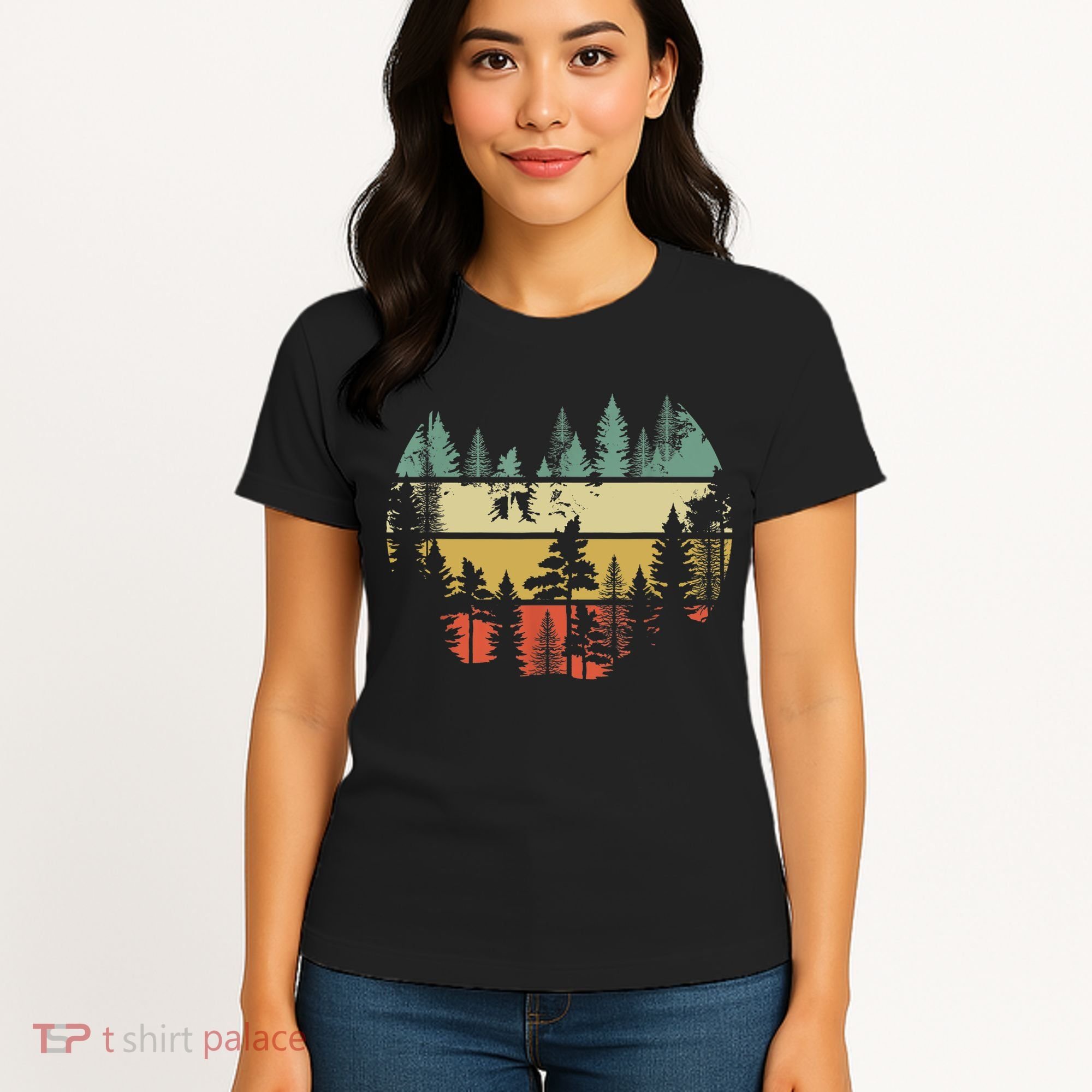 Trees Outdoors Nature Wildlife Retro Forest TShirt Women's T-Shirt