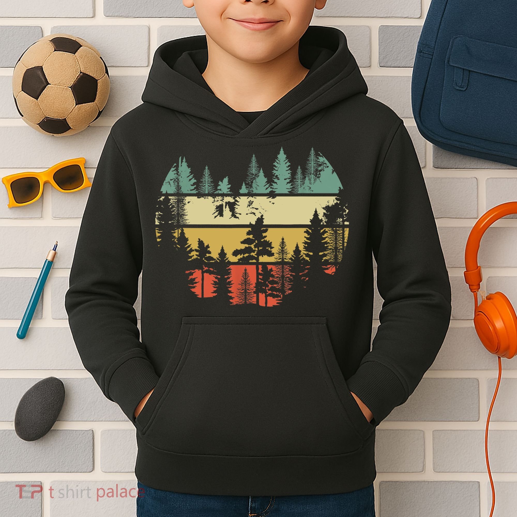 Trees Outdoors Nature Wildlife Retro Forest TShirt Kids Hoodie