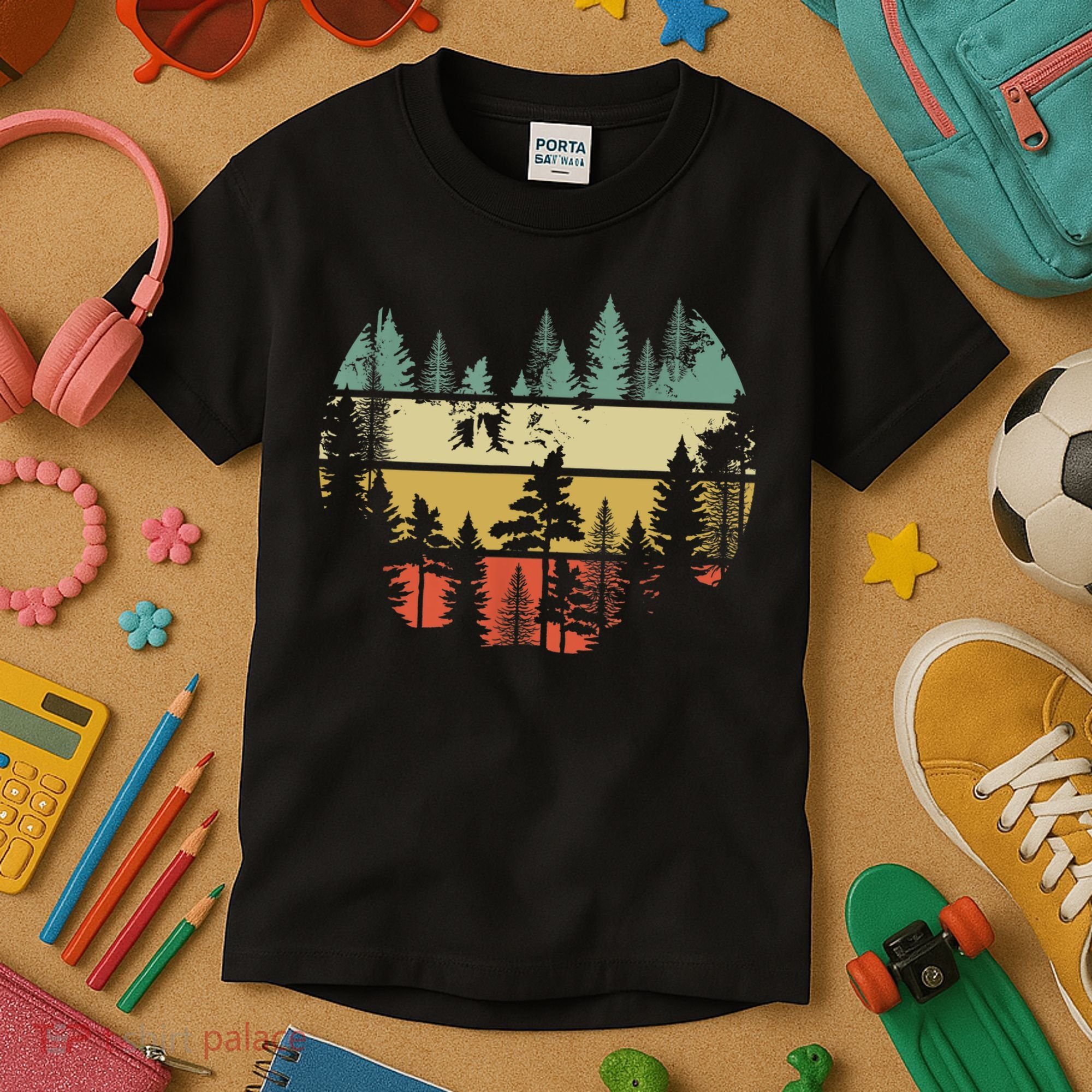 Trees Outdoors Nature Wildlife Retro Forest TShirt Kids T-Shirt