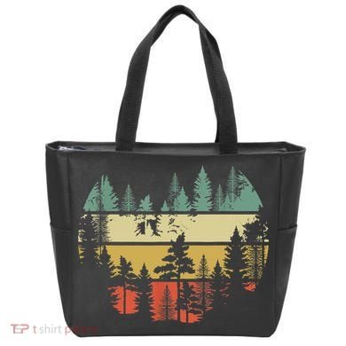 Trees Outdoors Nature Wildlife Retro Forest TShirt Tote Bag