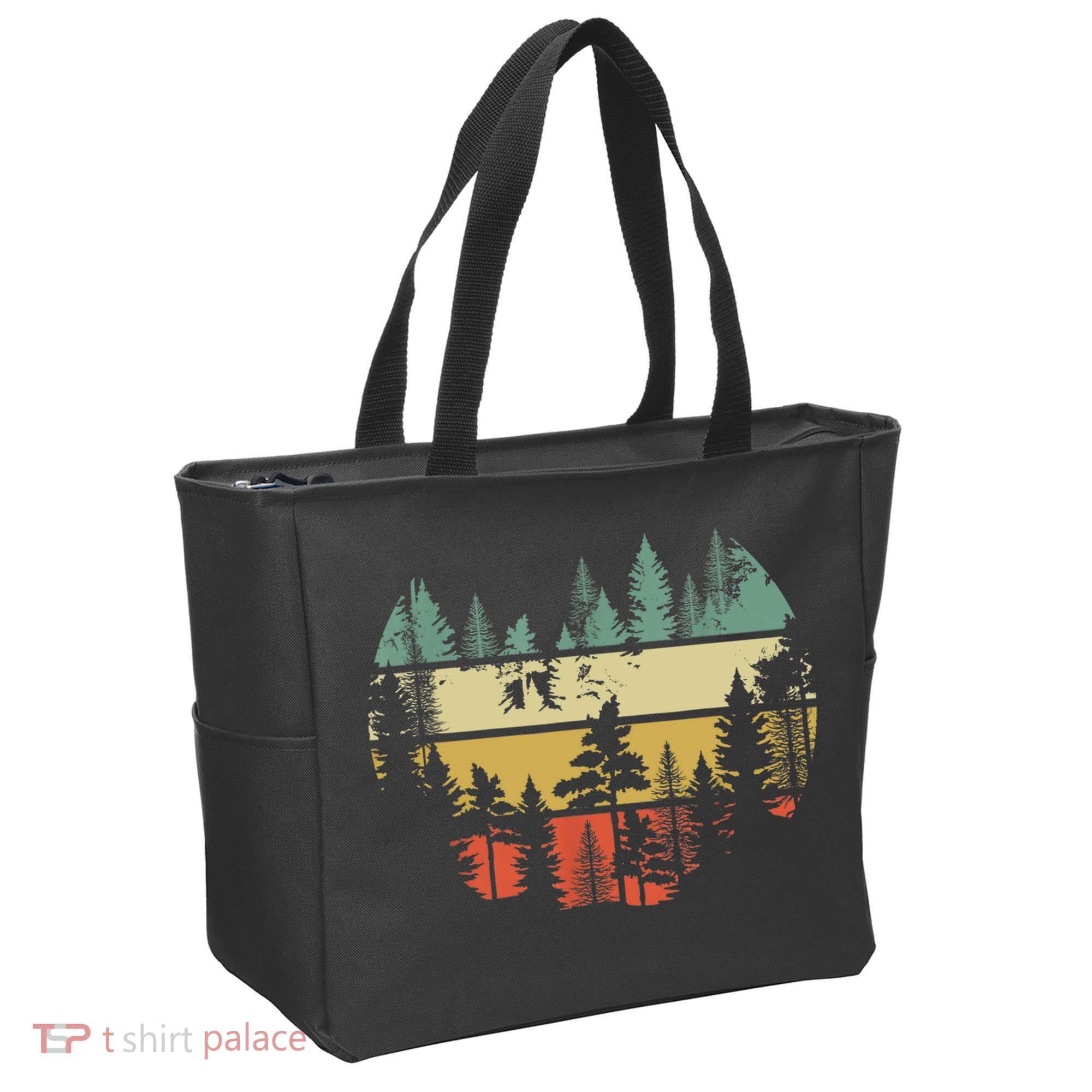 Trees Outdoors Nature Wildlife Retro Forest TShirt Tote Bag