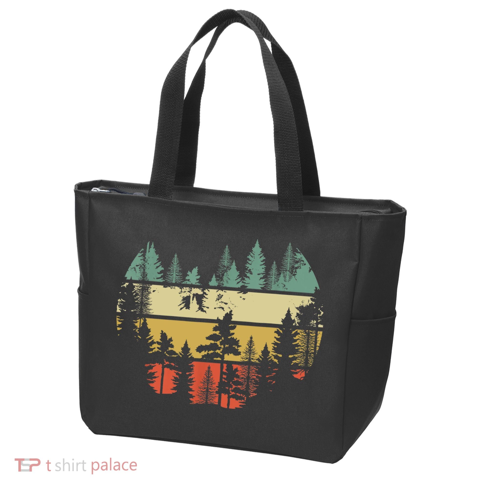 Trees Outdoors Nature Wildlife Retro Forest TShirt Tote Bag