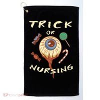 Trick Or Nursing Halloween Er Nurse Scary Emergency Nurse Gift Golf Towel thumb 0