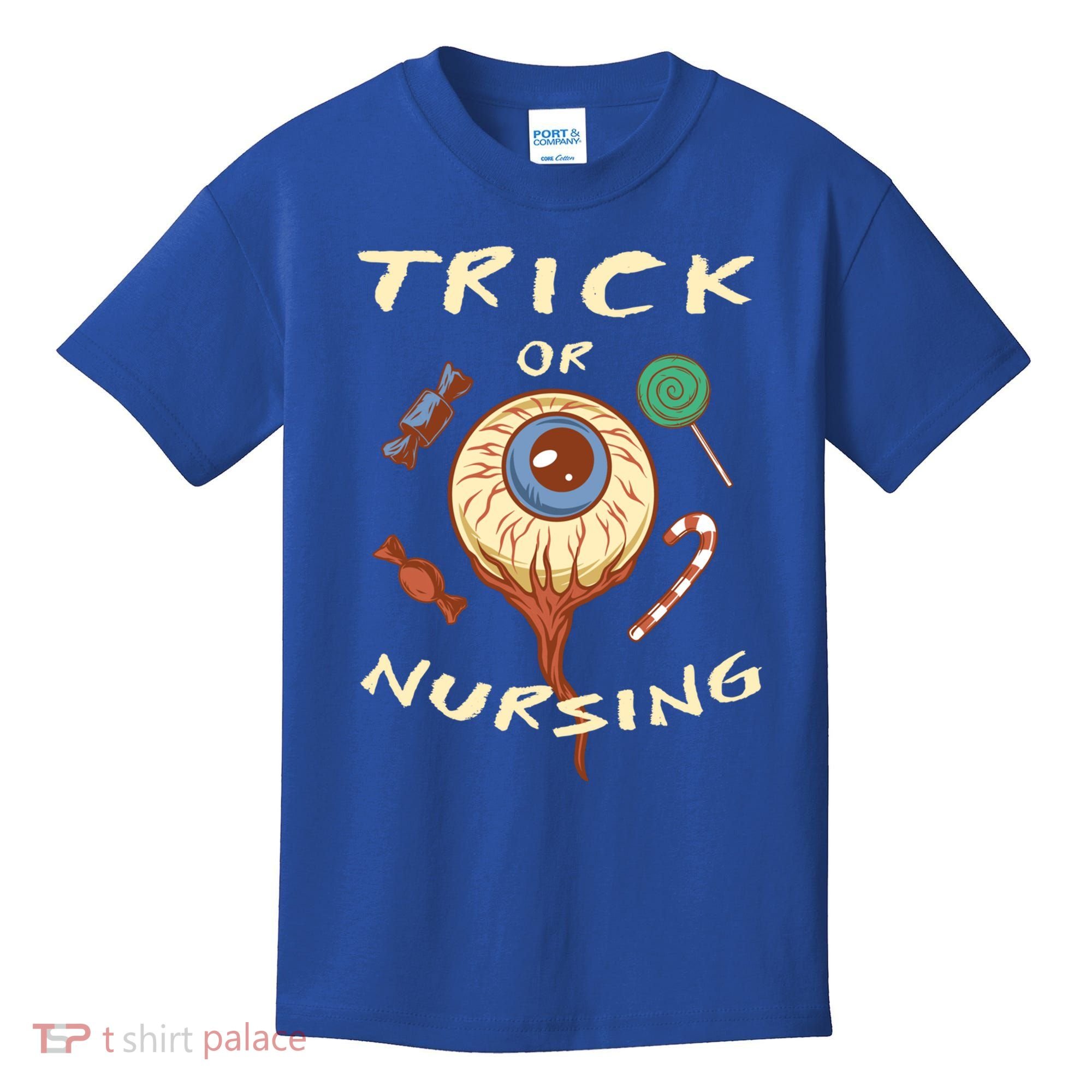 Trick Or Nursing Halloween Er Nurse Scary Emergency Nurse Gift Kids T-Shirt