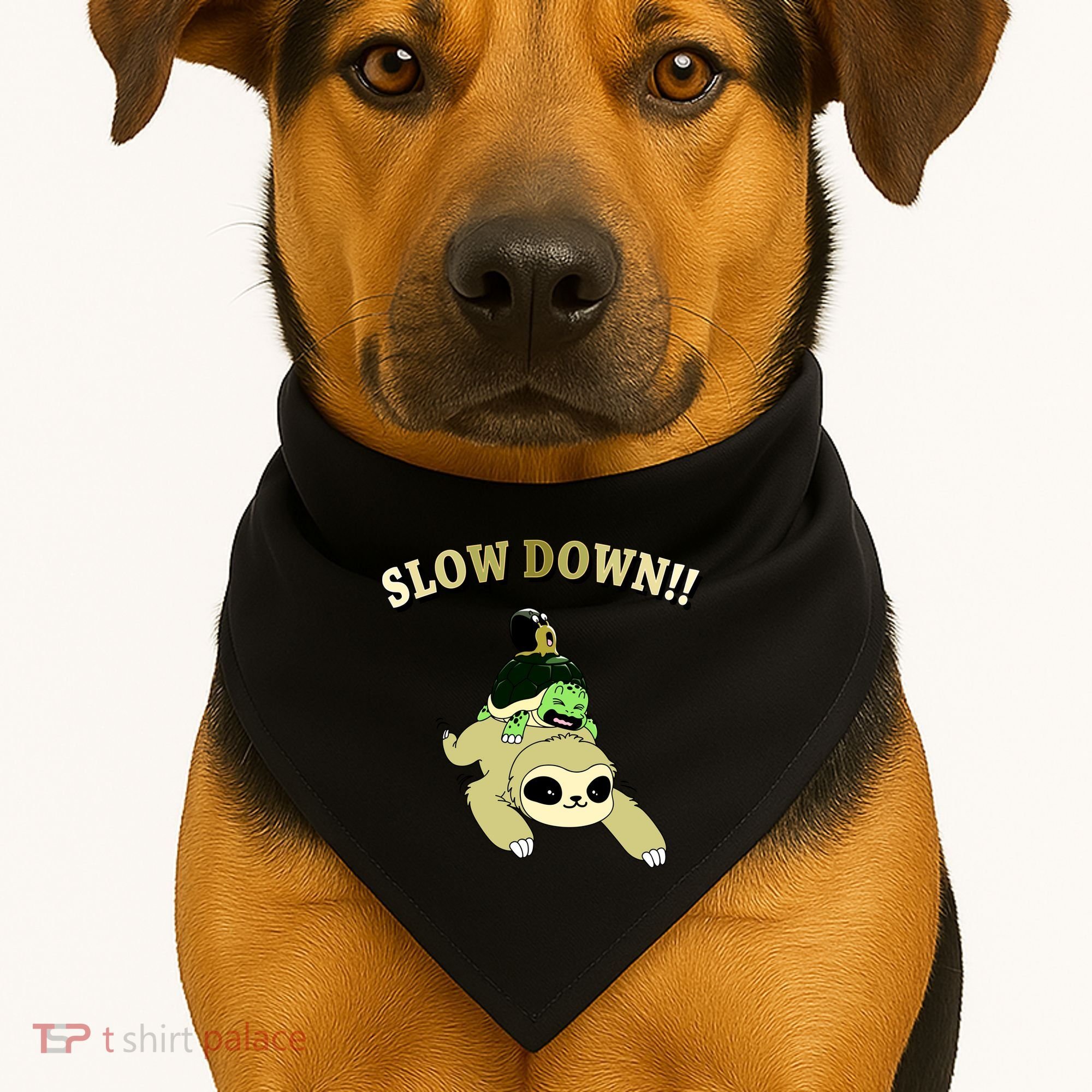Too Fast Turtle Riding Sloth USA-Made Doggie Bandana