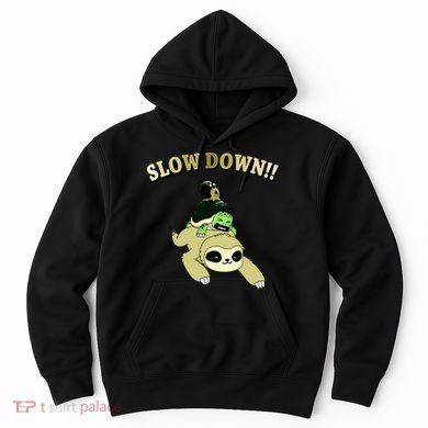 Too Fast Turtle Riding Sloth Hoodie