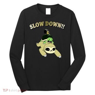 Too Fast Turtle Riding Sloth Long Sleeve Shirt