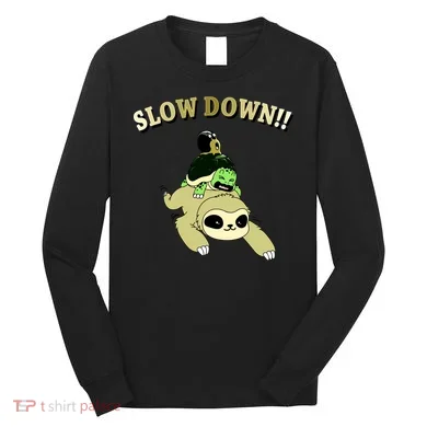 Too Fast Turtle Riding Sloth Long Sleeve Shirt
