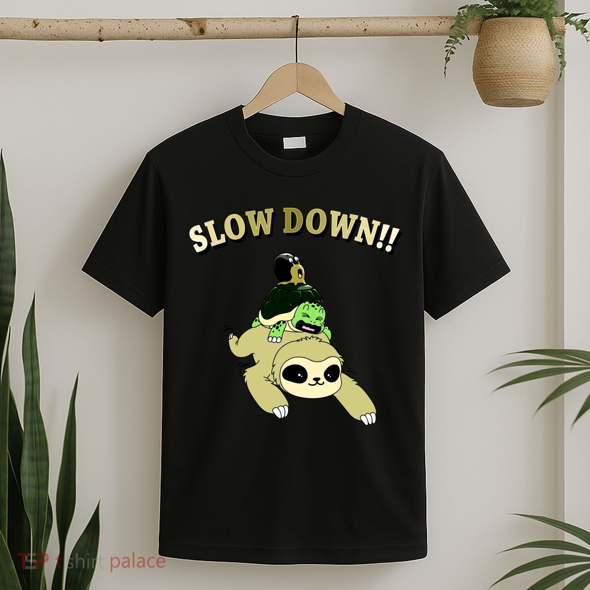 Too Fast Turtle Riding Sloth T-Shirt