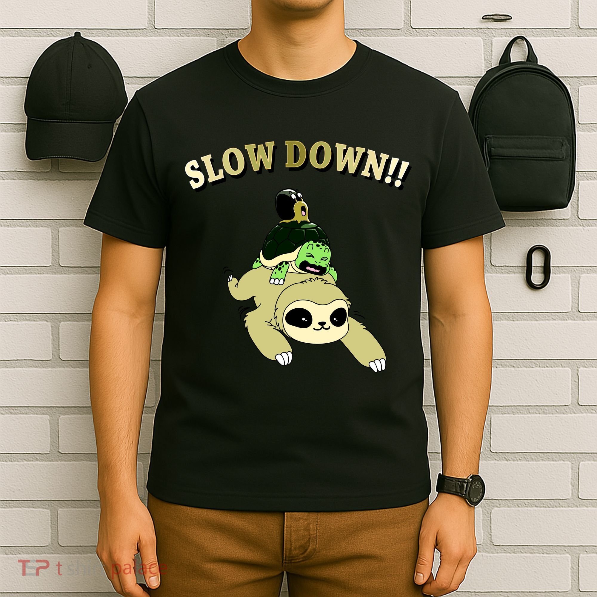 Too Fast Turtle Riding Sloth T-Shirt