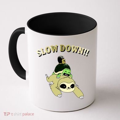 Too Fast Turtle Riding Sloth Coffee Mug